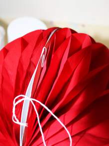 3入組/套紙素色便攜派對掛燈 - 紅色 - 查看 4