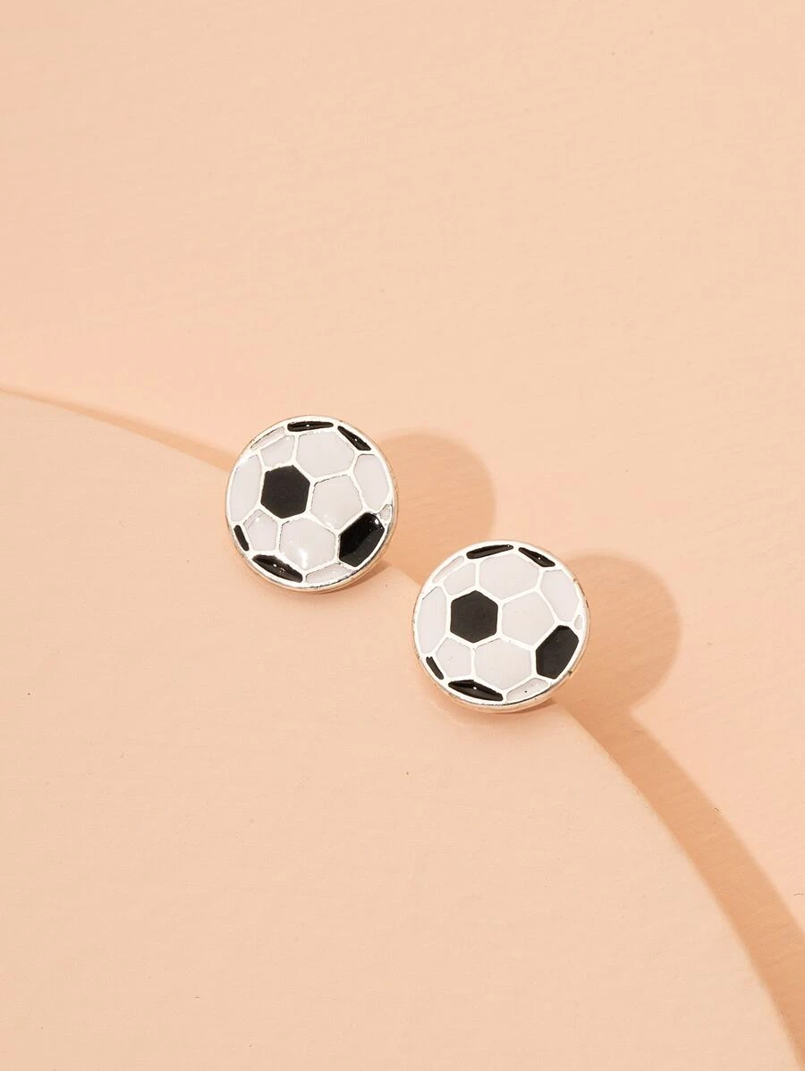 Pendientes de tachuela fútbol - Multicolor - Ver 1