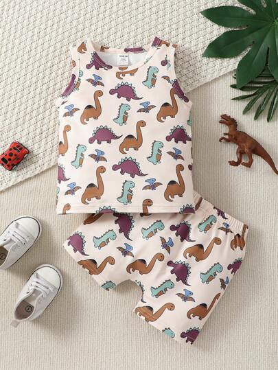 Baby Boy Dinosaur Print Tank Top & Shorts