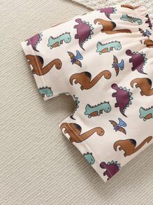 Baby Boy Dinosaur Print Tank Top & Shorts - Beige - View 3