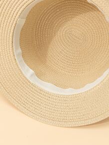 Bow Decor Straw Hat - Beige - View 4