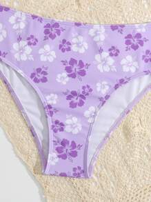 SHEIN Bộ bikini in hoa dành cho tuổi teen đi biển mùa hè - Màu tím - Xem 4
