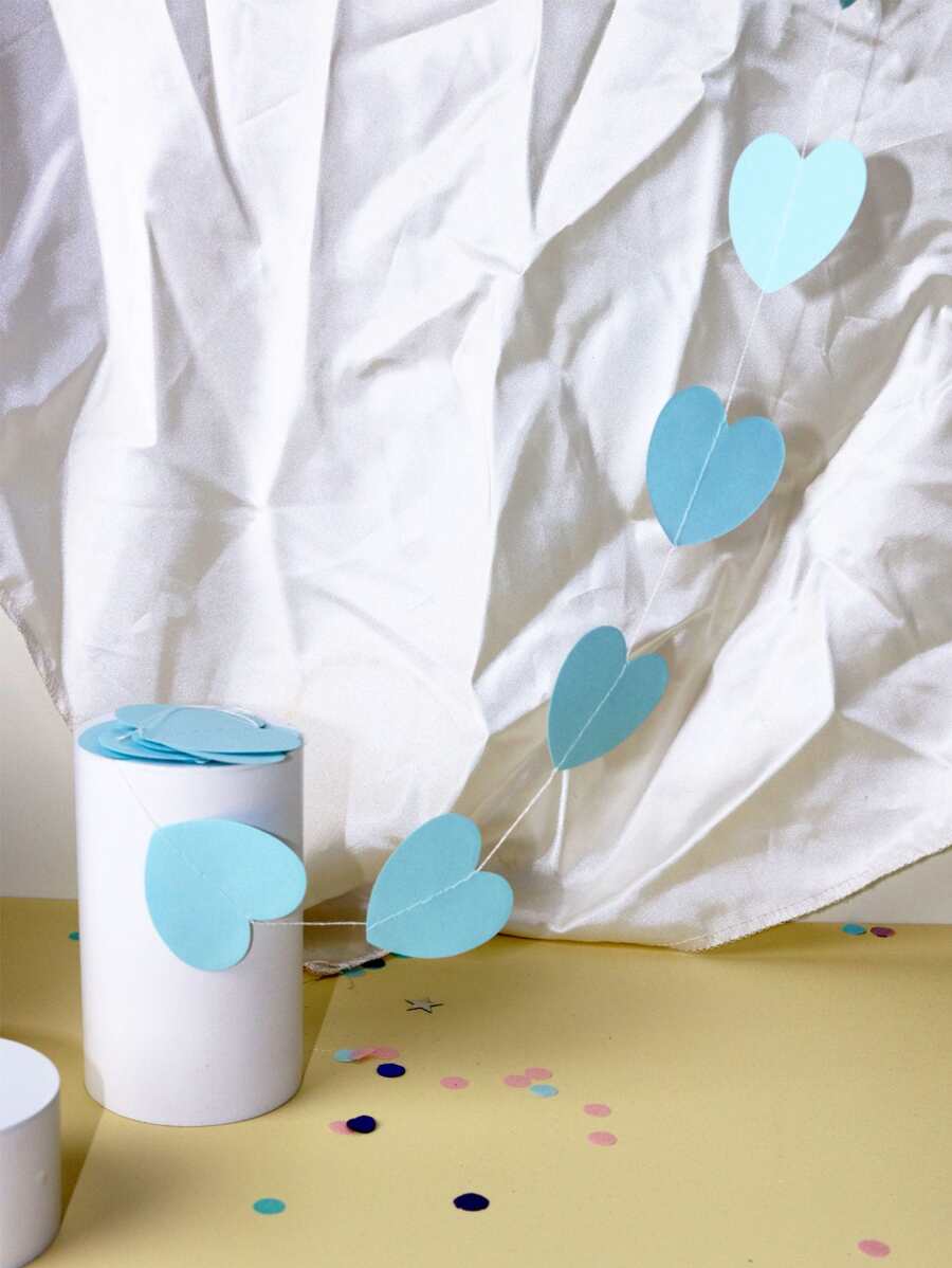 1 vòng hoa giấy, trang trí trái tim màu xanh treo vòng hoa đuôi nheo cho bữa tiệc - Màu xanh lam - Xem 1