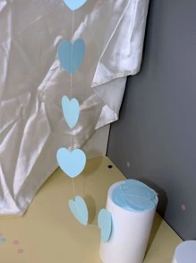 1 vòng hoa giấy, trang trí trái tim màu xanh treo vòng hoa đuôi nheo cho bữa tiệc - Màu xanh lam - Xem 2
