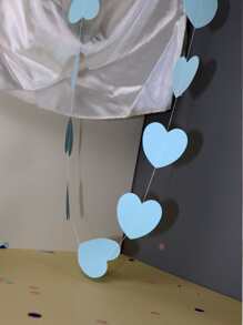 1 vòng hoa giấy, trang trí trái tim màu xanh treo vòng hoa đuôi nheo cho bữa tiệc - Màu xanh lam - Xem 3