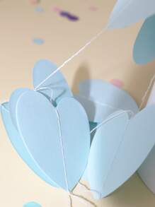 1 vòng hoa giấy, trang trí trái tim màu xanh treo vòng hoa đuôi nheo cho bữa tiệc - Màu xanh lam - Xem 4