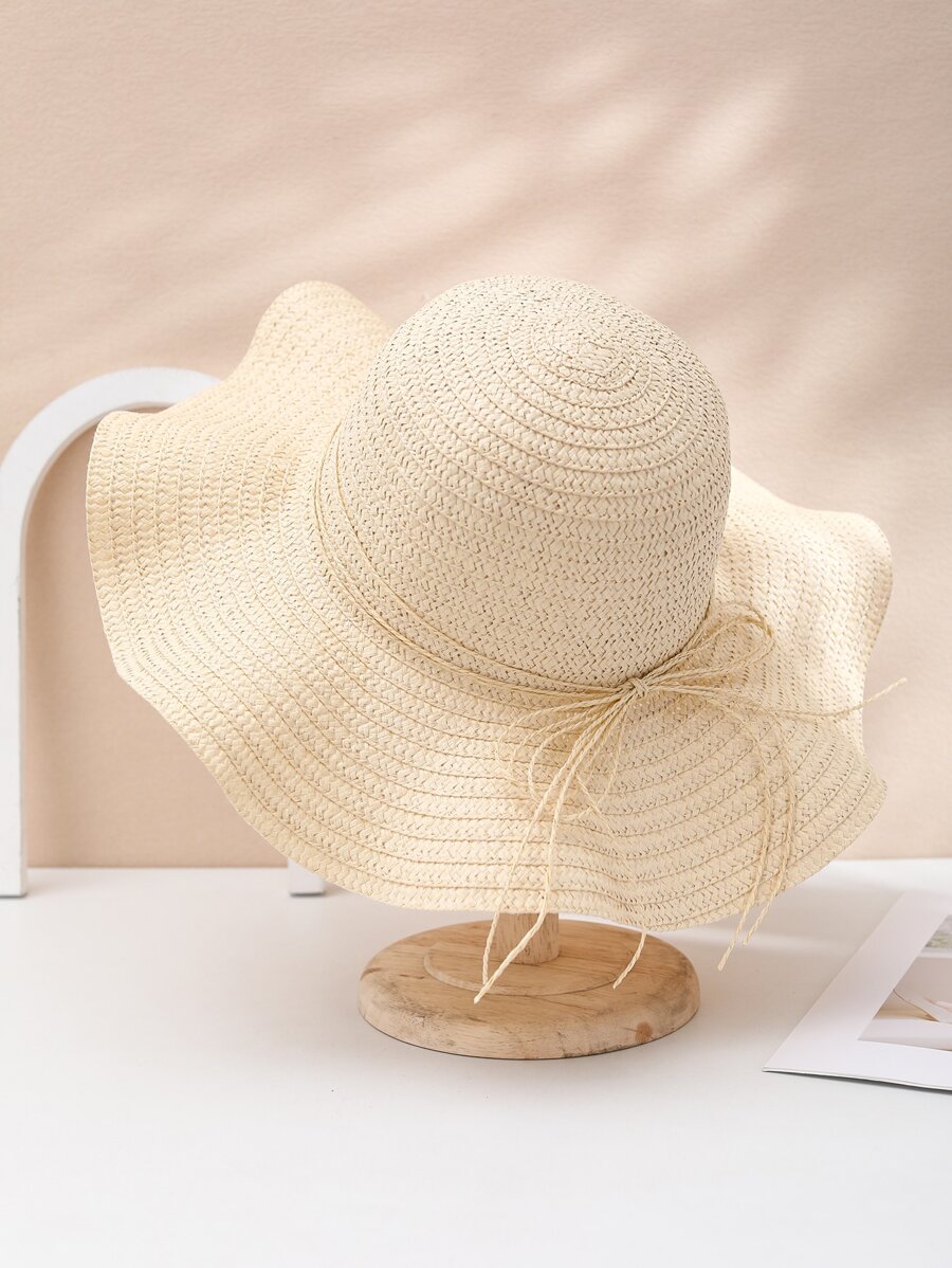 Sombrero de paja con diseño de lazo - Beis - Ver 1