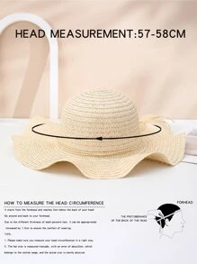 Sombrero de paja con diseño de lazo - Beis - Ver 3