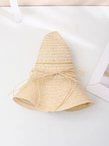 Sombrero de paja con diseño de lazo - Beis - Ver 4