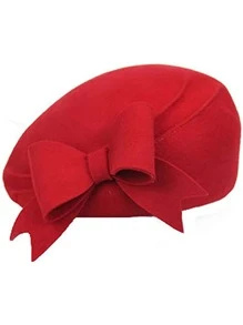 HIMESPORT Màu Đỏ Thanh Lịch Mũ Nồi Nữ Len Cảm Thấy Fascinators Mũ Đỏ Fedora Trắng Đen Cưới Nữ Mũ Nơ Mũ Hộp Đựng Thuốc nón Hàn Quốc - Xem 2