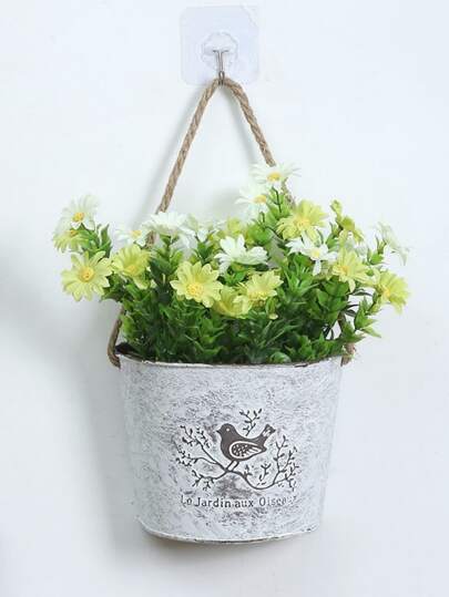 1入組鳥和字母圖案懸掛植物極簡鐵播種機適用於花園