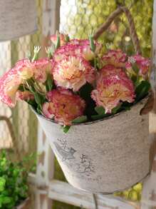 1入組鳥和字母圖案懸掛植物極簡鐵播種機適用於花園 - 彩色 - 查看 5