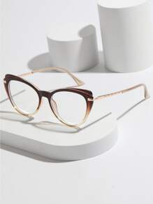 Cat Eye Eyeglasses - Coffee Brown - View 1