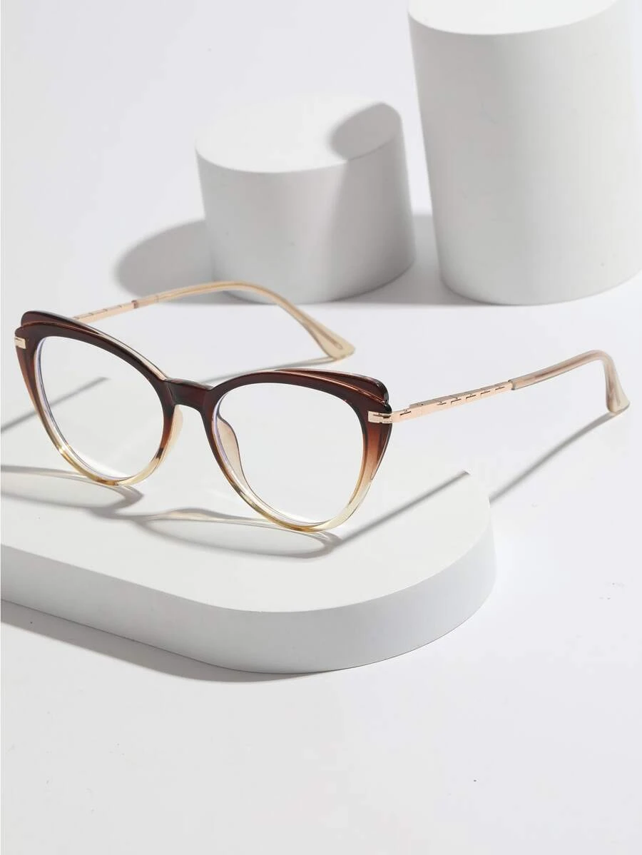 Cat Eye Eyeglasses - Coffee Brown - View 1