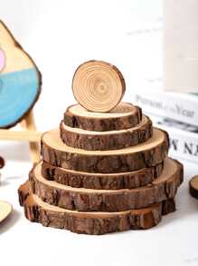 4入組木頭圓形藝術擺件 - 杏色 - 查看 4