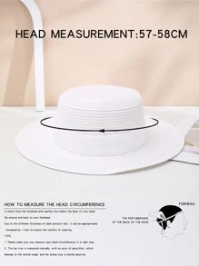 Boho 1pc Ladies' Simple & Fashionable Bow Knot Decorated Casual & Elegant Style Sun Hat For Travel, Daily Wear, And Parties - White - View 4
