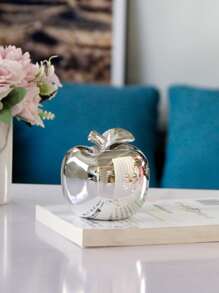 1入組現代蘋果設計裝飾物件 - 銀色 - 查看 1