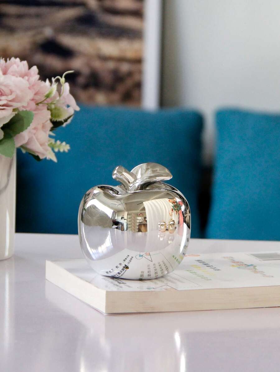 1入組現代蘋果設計裝飾物件 - 銀色 - 查看 1