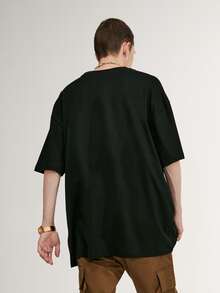 Men Horse & Slogan Graphic Drop Shoulder Tee - Black - View 2