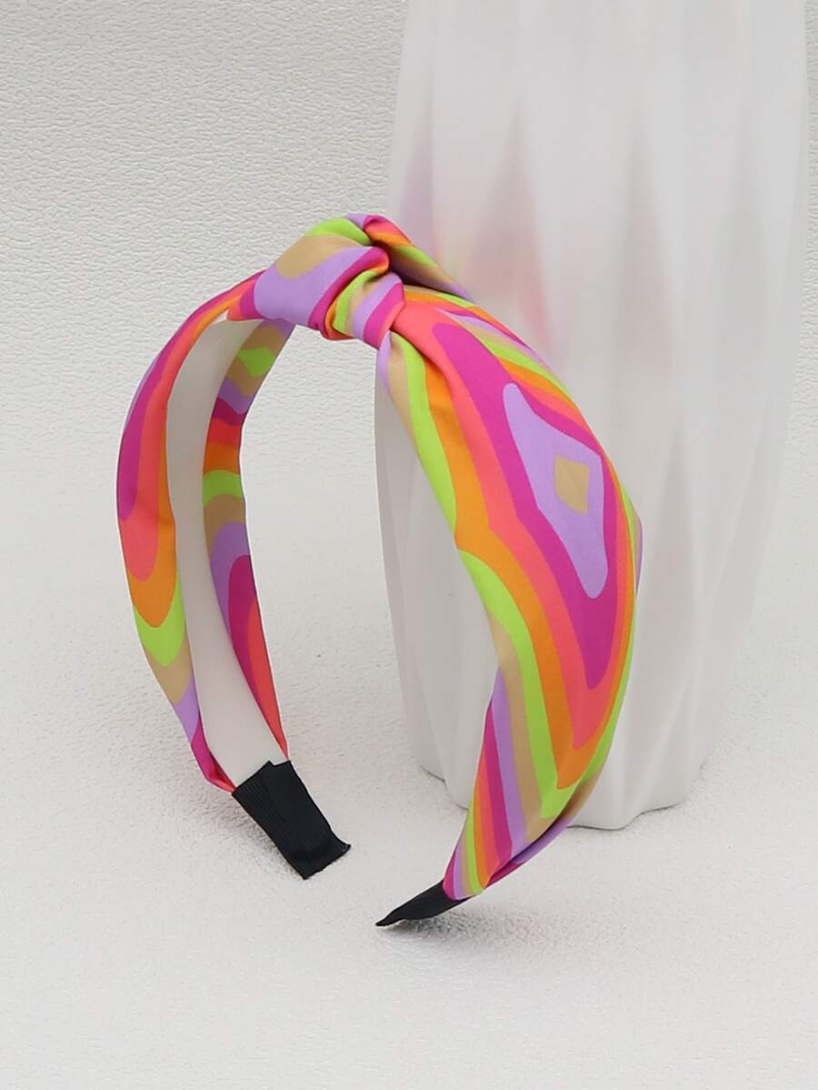 Color Block Knot Decor Headband - Multicolor - View 1