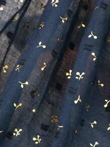 Plants Print Scarf - Navy Blue - View 4