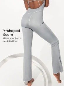 GLOWMODE Pearllift寬腿表演連身褲 - 灰色 - 查看 7