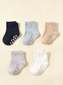 5 Pairs Plain Anti-Slip Baby/Toddler Socks - Multicolor - View 3