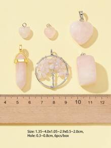 6pcs/set Heart & Nuggets Stone DIY Pendant - Multicolor - View 4