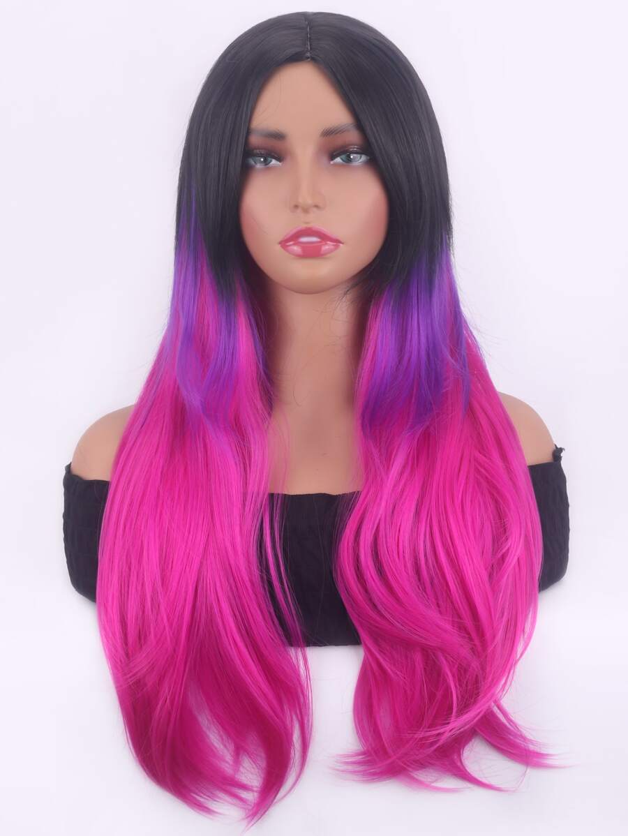 Ombre Long Curly Synthetic Wig - Multicolor - View 1