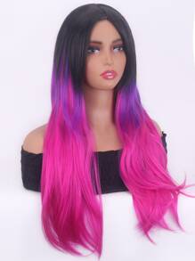 Ombre Long Curly Synthetic Wig - Multicolor - View 4