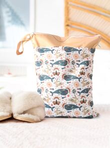 1入組卡通圖案防水旅行收纳包 - 黃色 - 查看 1