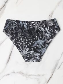 Manfinity Hombres Calzoncillo de natación con estampado de árbol de coco - Blanco y Negro - Ver 2