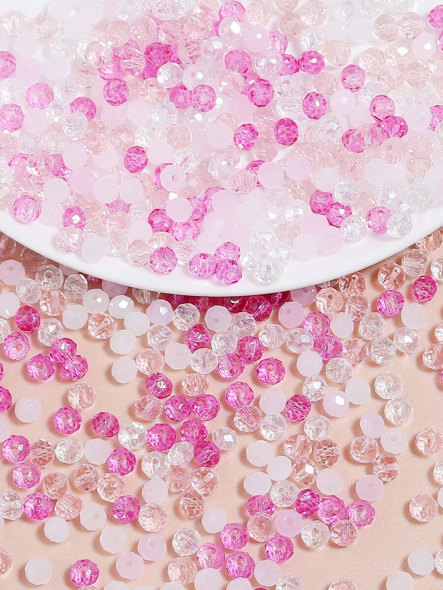 1 Paquete de Cuentas de Cristal Rosa & Blanco, Tonos de Color Aleatorios (Cantidad Aleatoria por Color), 200 piezas/Bolsa