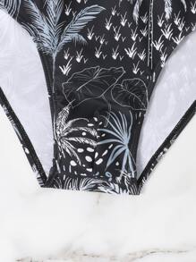 Manfinity Hombres Calzoncillo de natación con estampado de árbol de coco - Blanco y Negro - Ver 5