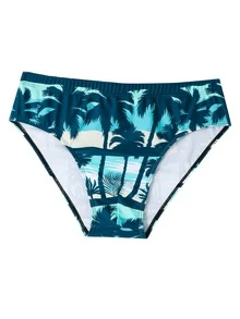 Manfinity Men Coconut Tree Print Swim Brief - Multicolor - View 3