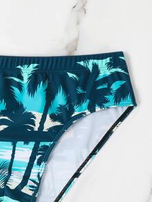 Manfinity Men Coconut Tree Print Swim Brief - Multicolor - View 5
