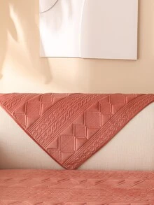 1pc Geometric Pattern Sofa Towel, Simple Polyester Sofa Cover Blanket For Home - Pink - View 5
