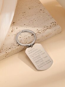 Nam Slogan Graphic Geometric Charm Keychain - Bạc - Xem 2