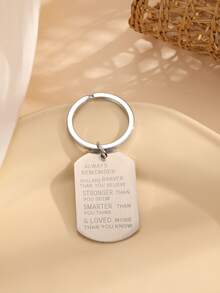 Nam Slogan Graphic Geometric Charm Keychain - Bạc - Xem 3