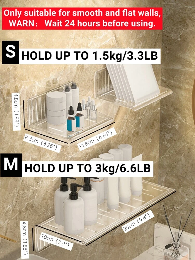 1pc Punch-Free Plastic Bathroom Storage Rack, Minimalist Clear Storage Rack For Home Bathroom Accessories