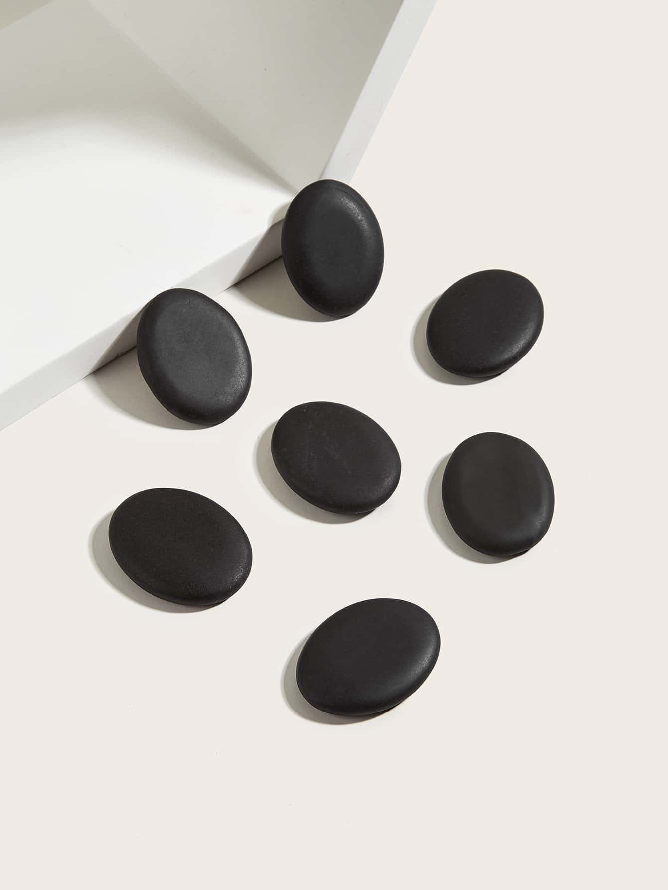 Hot Stones Set, 7pcs Massage Stones, Hot Rocks Stones Heated Warmer Stone Hot Stone Massage Body Massage, Natural Stone For Professional Or Home SPA, Relaxing, Great For SPA, Massage - Black - View 1