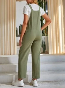 SHEIN Maternity Solid Overall Jumpsuit Without Tee - Army Green - View 2