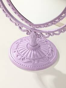 Desktop Mirror, 1pc Vanity Cute Heart Shaped Detachable Double Sided Glass Makeup Mirror For Dresser, Bathroom, Vanity & Countertop - Purple - View 3