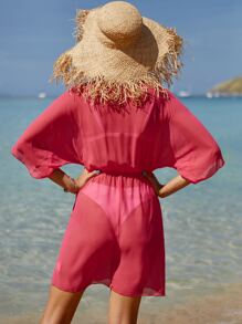 Áo che Nữ Chia màu trơn - Màu Hồng Tươi - Xem 2