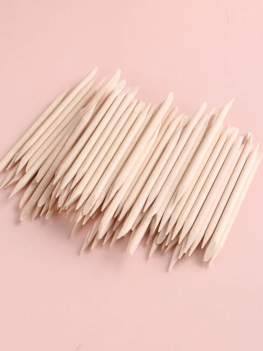 FULL BEAUTY 50 件木制指甲棒角质层推杆和去除器套装，适用于美甲和修脚一次性套装，适用于家庭和沙龙 - 不易断裂，美甲用品，美甲工具，美甲工具，返校，指甲，按压指甲的美甲工具 - 米色 - 查看 1