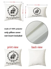 1pc Easter Rabbit & Letter Print Cushion Cover Without Filler, Fabric Decorative Pillowcase For Bed, Sofa
