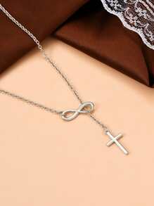 Vintage Gothic Sweater Chain Necklace Clavicle Chain - Silver - View 3