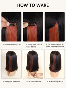 1pc Colored Straight Human Hair Extension Dark Red Color Clip Ins Hair Extensions - S350A - View 7