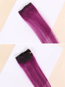 1pc Pink Clip In Human Hair Extension For Young Girl Purple Color Clip Ins Hair Extensions - SPurple - View 3