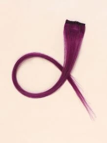 1pc Pink Clip In Human Hair Extension For Young Girl Purple Color Clip Ins Hair Extensions - SPurple - View 4